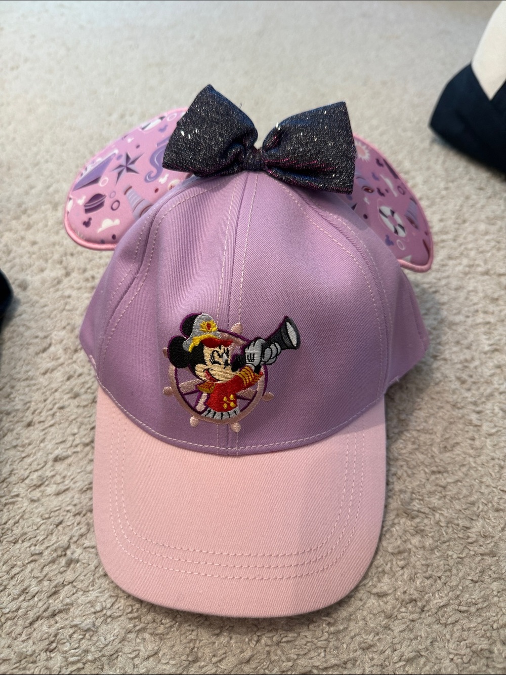Disney Lavender and Pink Minnie Mouse Ear Cap with Sparkle Bow